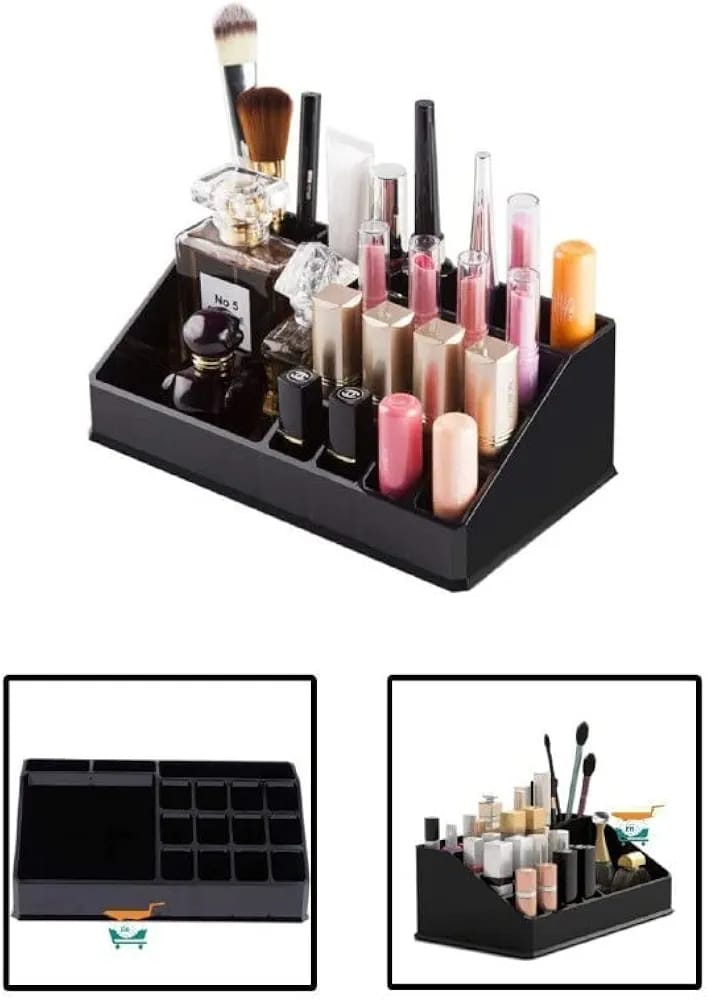 premium makeup organizer stylish storage solution for lipsticks, cosmetic brushes, eyeliners, and nail polishes (wooden)