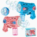 Automatic 10-Hole Electric Bubble Gun with LED Lights – Portable Bubble Machine Toy for Kids