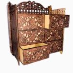 Vintage Laser-Cut Wooden Jewelry Box & Desk Organizer – 6-Drawer Traditional Jali Design