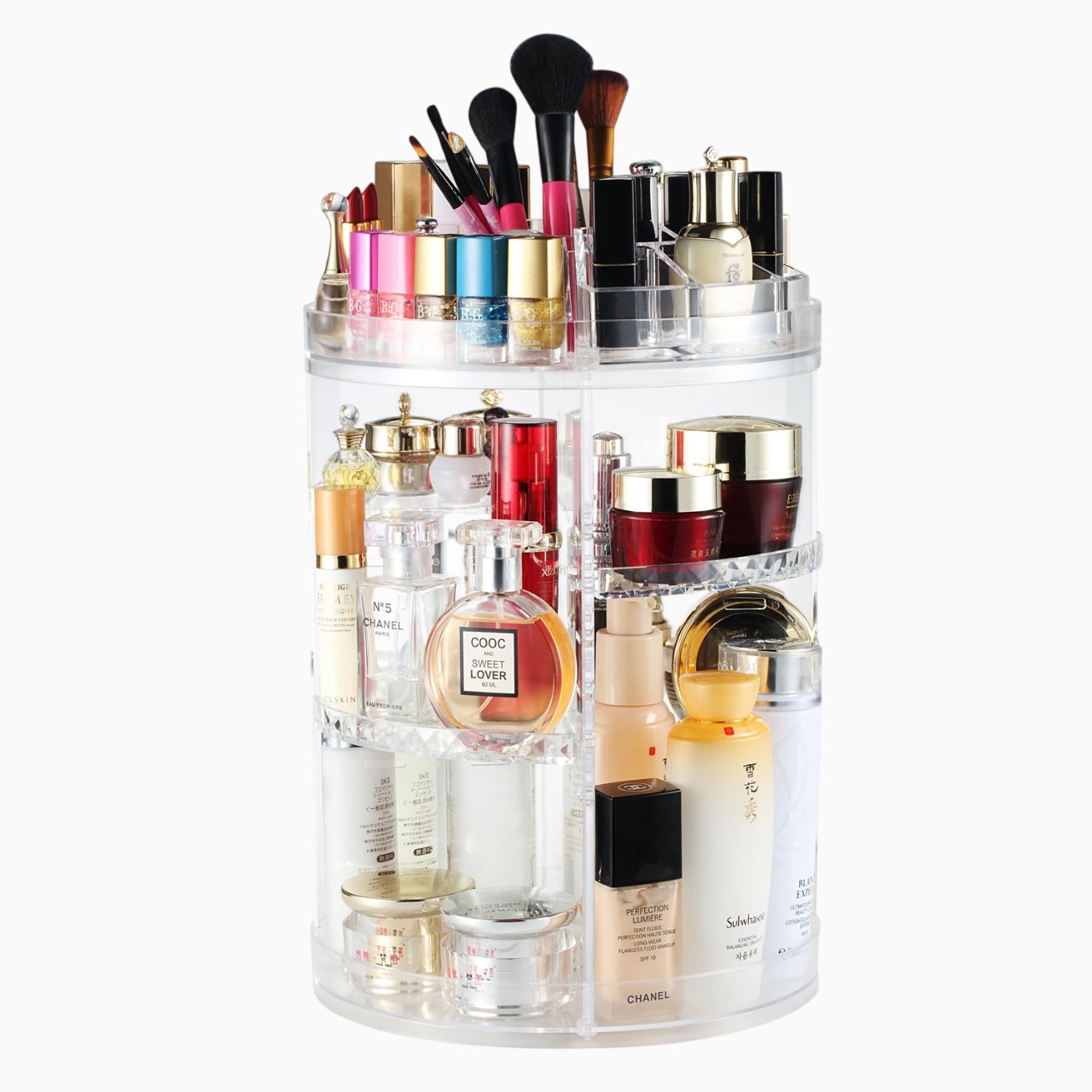 IMG-20260122-WA0081 360° Rotating Acrylic Makeup Organizer – Large Capacity Adjustable Cosmetic Storage Carousel - Image 1