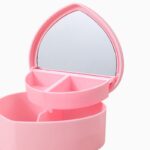 Heart-Shaped Mini Jewelry Organizer with Vanity Mirror – 2-Tier Portable Trinket Box