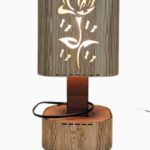 Handcrafted Laser-Cut Wooden Table Lamp with Floral Rose Design – Warm Ambient Night Light