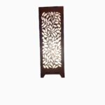 Modern Vine Leaf Laser-Cut Wooden Floor Lamp – Ambient Pillar Light