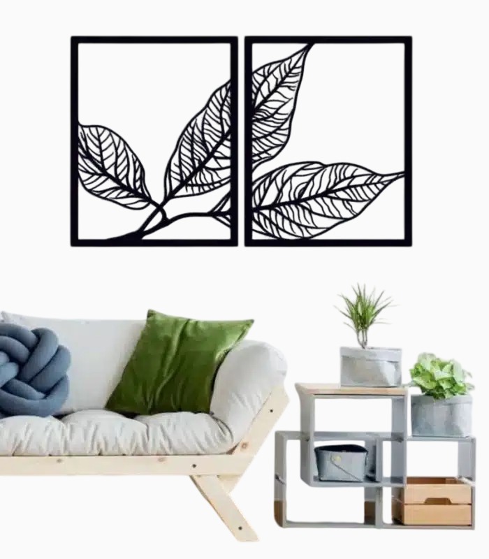 IMG-20260122-WA0101 2-Piece Modern Botanical Leaf Wall Art Set – Laser-Cut Minimalist Metal/Wood Wall Panels - Image 1