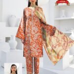Women's Premium 3 Piece Printed Lawn Suit with Chiffon Dupatta | Unstitched Summer Collection