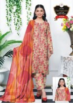Women's Premium 3 Piece Printed Lawn Suit with Chiffon Dupatta | Unstitched Summer Collection