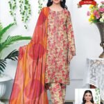 Women's Premium 3 Piece Printed Lawn Suit with Chiffon Dupatta | Unstitched Summer Collection