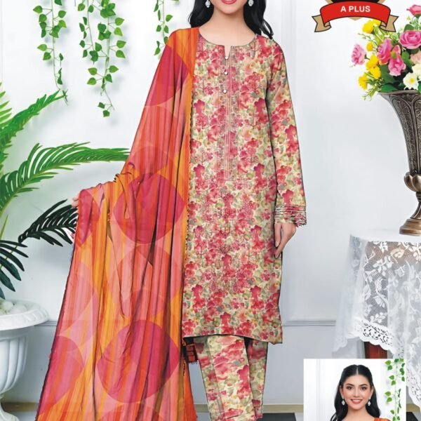 Women's Premium 3 Piece Printed Lawn Suit with Chiffon Dupatta | Unstitched Summer Collection