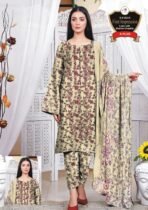 Alejazz Premium 3 Piece Printed Lawn Suit with Chiffon Dupatta | Unstitched Summer Collection